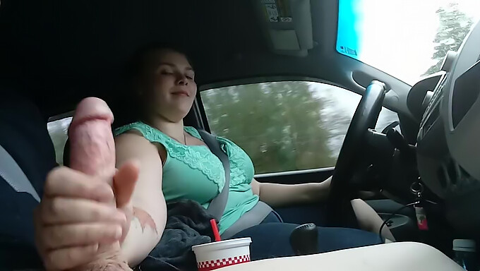 Chubby Gay Man Gets A Handjob On The Road