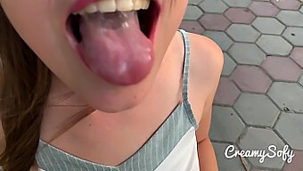 Surprise From My Girlfriend'S Mini Skirt And Public Blowjob - Pov