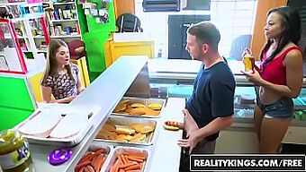 Teen (18+) And (18+) Show Off Their Skills And Hot Dog Stand