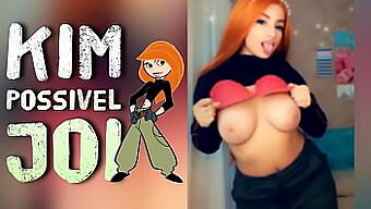 Η Μεγάλης Στήθους Έφηβη Kim Possible Δίνει Οδηγίες Στα Πορτογαλικά Και Κάνει Χειροκίνητο